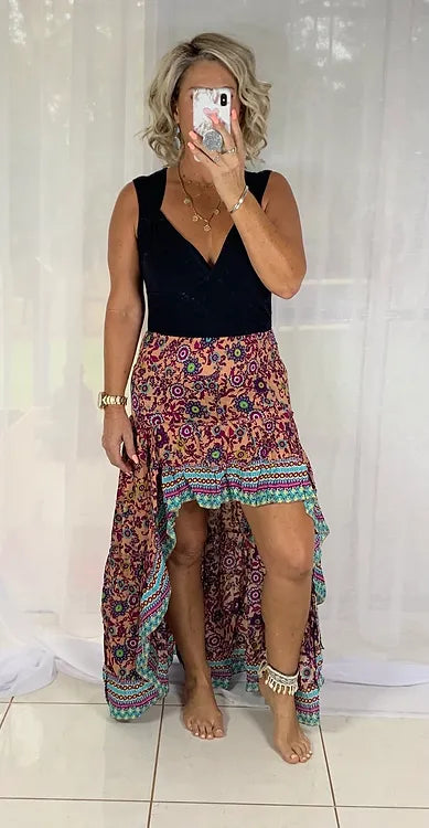 Daphne Skirt - Pink + Aqua