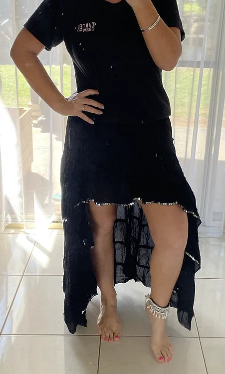 Daphne Skirt - Midnight Black with sequins