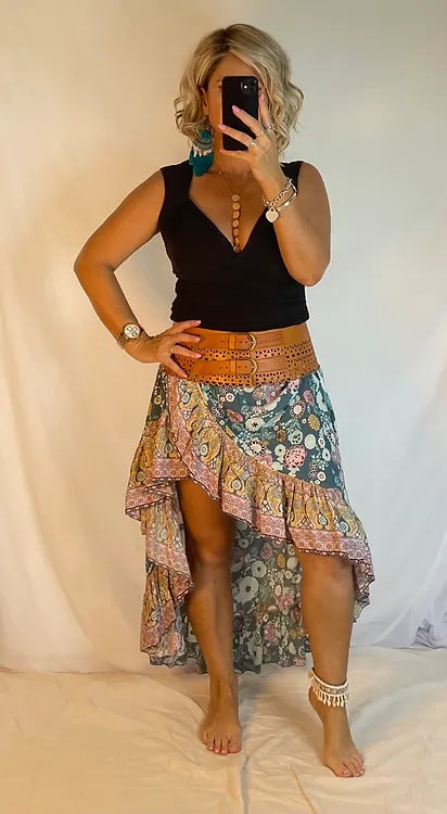 Halo Wrap Skirt - Coco blue